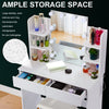 White Modern Dressing Table with LED Lights Mirror Vanity Make up Desk Stool Set