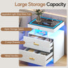 Bedside Table with Charging Station, High Gloss Nigtstand with LED Lights