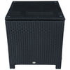 Side Table Furniture Tempered Glass Garden Patio Wicker Black