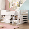 Cabin Bed Kids Mid Sleeper with Chest of Drawers and Ladder Wooden Bed Frame