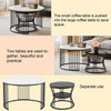 Round Coffee Tables Set of 2 End Table Nesting Tables Marble Pattern Living Room