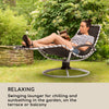 Garden Recliner Chair Swing Sun Lounger Retractable Outdoor Home Furniture Black