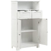Bathroom Floor Cabinet Wooden Storage Cupboard with Adjustable Shelf & Doors