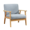 Wooden Single Seater Sofa Accent Chair Armchair Linen Fabric Living Room Grey