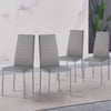 4pcs Grey Faux Leather Dining Chairs&White Marble Glass Dining Table Dining Set