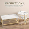 Nesting Coffee Tables Set of 2 - Faux Marble with Storage Shelf for Living Room