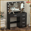 Makeup Desk Dressing Table Vanity Set With Large Mirror 11 LED Bulbs & 5 Drawers