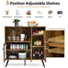 Industrial Side Cabinet Kitchen Sideboard Wooden Cupboard w/Adjustable Shelves