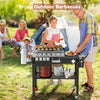 Foldable Pizza Oven Stand Outdoor Grill Cart Trolley 2-Tier BBQ Table w/ Wheels