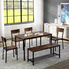 Dining Table and 4 Chairs 1 Bench Set Metal Home kitchen Dinging Room Furnitture