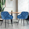 Noble Set of 2 Dining Chairs Velvet Armchairs Upholstered Soft Seat Back Metal