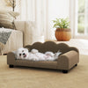 PawHut Dog Sofa Bed, Cat Sofa with Backrest, Armrest, for Small Dogs, Brown