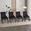 Set of 2 Black Velvet Dining Chairs Tufted High Back for Dining Room Kitchen