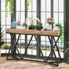 Console Table 55in Entryway Sofa Table Wood Top Metal Frame Hallway Rustic