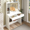 White Vanity Table with LED Mirror, Drawers, Jewellery & Shelf, Bedroom
