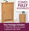 Corner Storage Cupboard, Small Oak Wooden Low Cabinet with 1 Adjustable Shelf