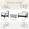4 Pieces Patio Furniture Set Outdoor Rattan Conversation Sofa Set w/ Cushion