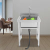 Stainless Steel Kitchen Freestanding Sink Laundry Basin w/ 360° Rotatable Faucet