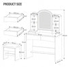Dressing Table LED Vanity Table Stool White Makeup Desk with Mirror and Drawers