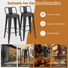Bar Stools Set of 4 Metal Frame Counter Height Barstool w/ Removable Backrest