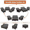 5 PCS Patio Furniture Set Outdoor Rattan Conversation Sofa Set Removable Cushion