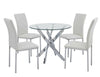 Glass Dining Table Set with 4 Chairs Faux Leather Living Room Kitchen Furniture