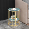 2-Tier Modern Round Coffee Table Sofa Side Table Emerald Green Marble Nightstand