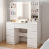 Large LED Dressing Table Vanity Makeup Desk With 7 Drawer & Shelves，White