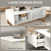 Coffee Table, Living Room Table with Drawer and Open Shelves, White