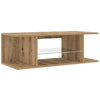 TV Cabinet with LED Lights Artisan Oak 90x39x30 cm Engineered Wood