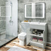 Grey Bathroom Vanity Unit Sink Cabinet Right Hand Basin Storage with WC Toilet