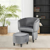 Upholstered Velvet Barrel Chair and Ottoman Set Modern Accent Armchair