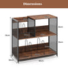3-Tier Record Player Stand Vinyl Display Rack w/Storage-Brown