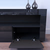 Modern 120CM TV Unit Cabinet Stand Set Black High Gloss with LED Lights Drawers
