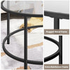 Round Coffee Table Tempered Glass Black Sofa Side Table Living Room Metal Frame