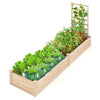Rectangular Raised Garden Bed Fir Wood Planter Box w/2 Drainage Holes