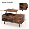 Pull up Coffee Table Home Office Flip Top Center Table w/Open Shelf-Coffee