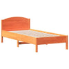 BaraSh Bed Frame with Headboard Wax Brown 90x200 Solid Wood Pine,Double T7F5