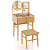 Vanity Desk with Mirror Makeup Table with 2 Drawers Open Storage Shelves