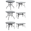 Black Glass Rect/Round/Square Garden Table Bistro Outdoor BBQ Patio Dining Table