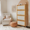 Rattan Wood Shoe Cabinet Wicker Shoe Cupboard 4 Tiers Footwear Organiser Hallway
