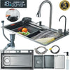 LED Stainless Steel Kitchen Sink Set Large Bowl Inset with Mixer Taps Waste Kit