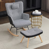 High Back Rocking Chair with Footstool Lazy Cozy Leisure Seating for Living Room