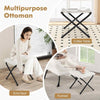 Upholstered Sherpa Reading Chair Accent Sofa Chair Set w/Footrest-Beige