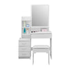 4 Drawer White Dressing Table Bedroom Wood Modern Mirror Dressing Desk Home New