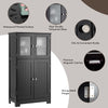 4-Door Bathroom Cabinet Freestanding Floor Storage Cabinet Home Organizer Black
