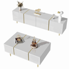 Modern High-gloss TV Cabinet TV Stand and Coffee Table Set for Living Room,White