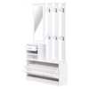 White Hallway Shoe Storage Unit Coat Rack Stand Bench Shelf Cabinet Mirror Hooks