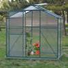 Clear Polycarbonate Greenhouse Aluminium Frame Garden Plants Grow w/Slide Door