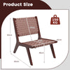 Set of 2 Woven Leather Accent Chair Modern Lounge Chair Armless Side Chair